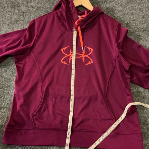 Under Armour Women's Burgundy Hoodie with Orange Emblem - Picture 8 of 8